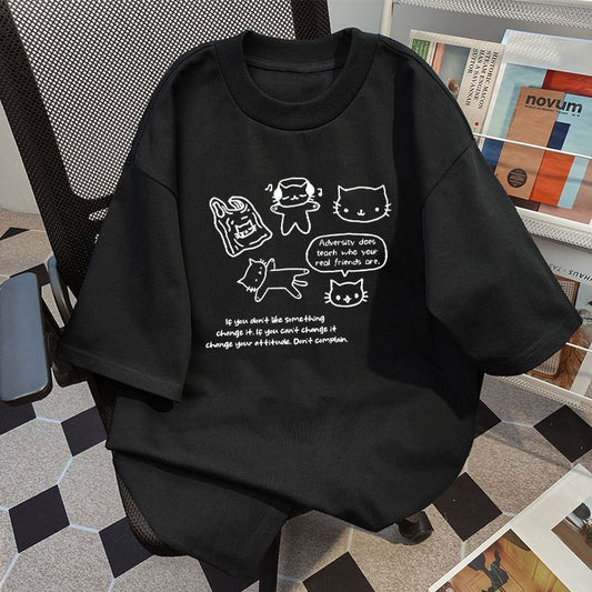 Women's Cotton Short-sleeved T-shirt With Inner Design Sense Niche Printing