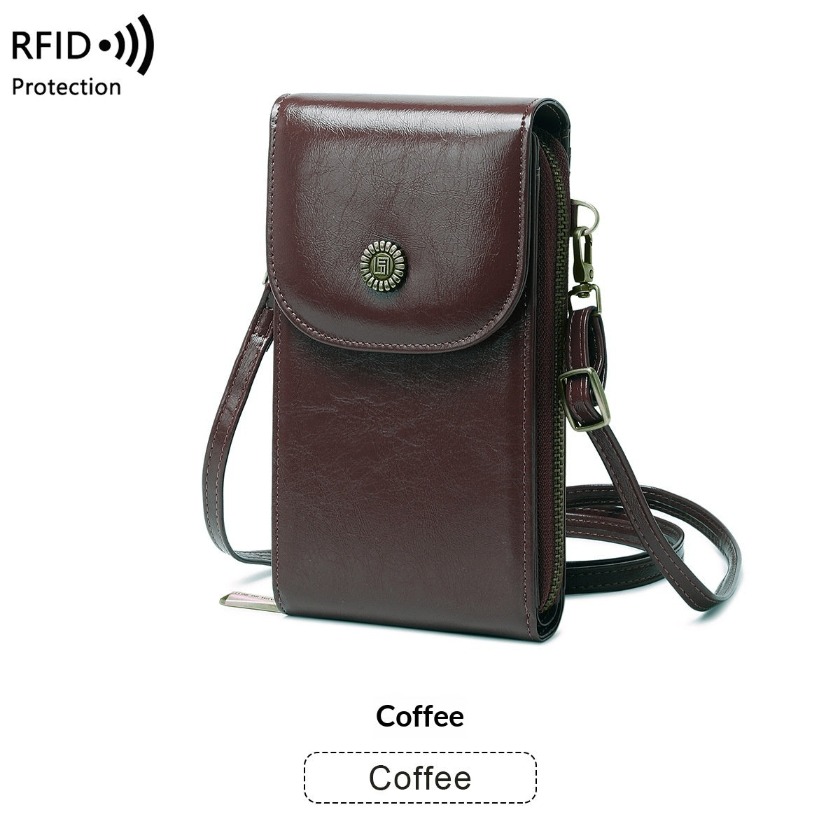 Anti-magnetic Phone Bag Retro Wax Leather Phone Case