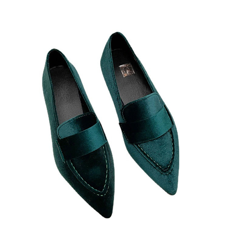 Korean Style Pointed Toe Square Heel Casual Pumps Women