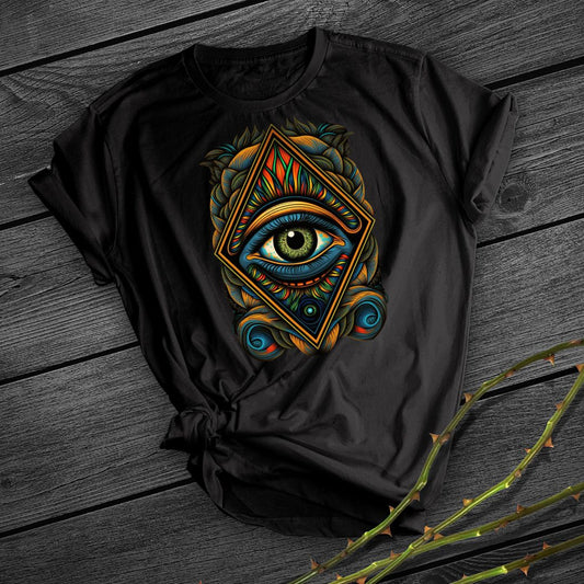 Simple Creative Printing Short Sleeve Mysterious Gaze