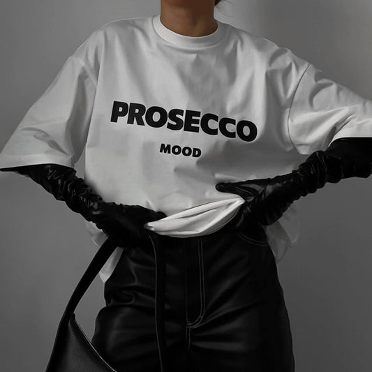 Women's Clothing Round Neck White Loose All-match Letters Printed Short-sleeved Top Outer Wear