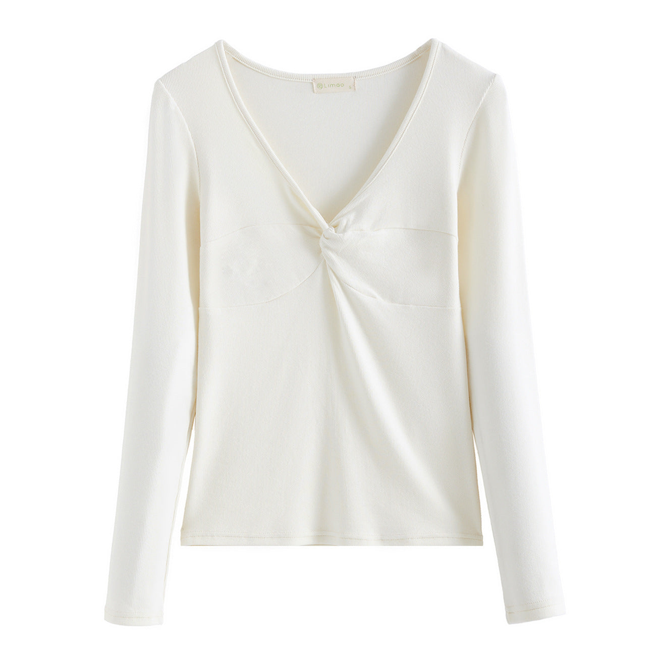 Women's Elegant Deep V-neck Knot Long Sleeve Top