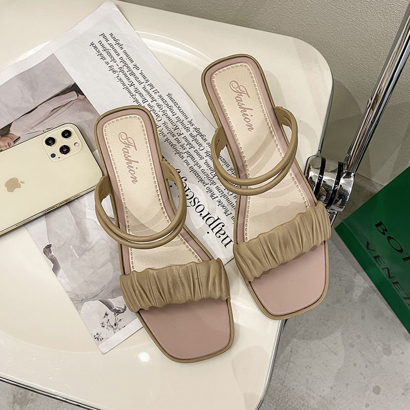 Summer Ladies Sandals Fashion All Match Thick Soled Two Wear Half Drag