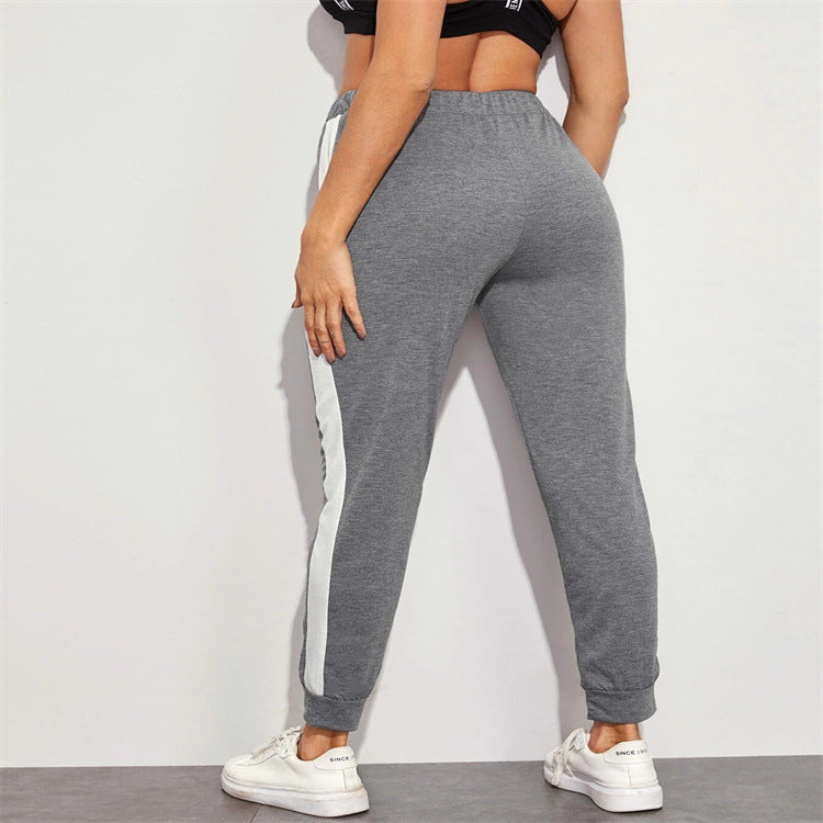Fashion Explosion European And American Sexy Comfortable Featured Striped Patchwork Sweatpants