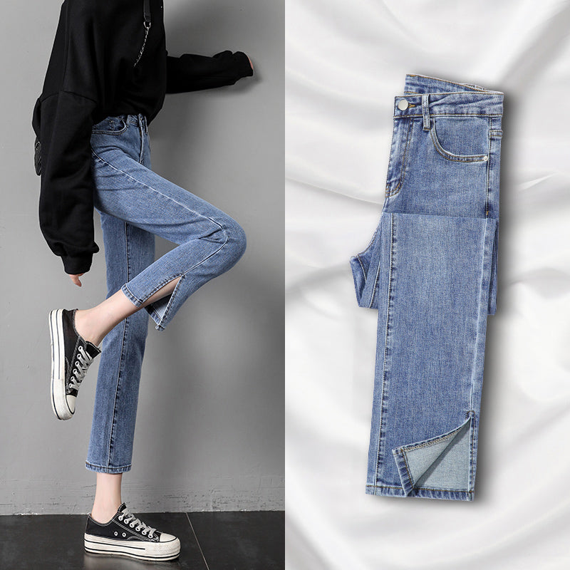 Thin And Versatile Nine-point Straight Pipe Pants