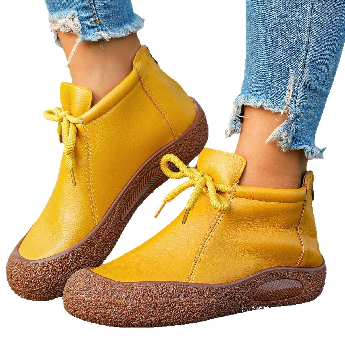 Plus-size Retro Lace-up Casual Soft Leather Shoes For Women
