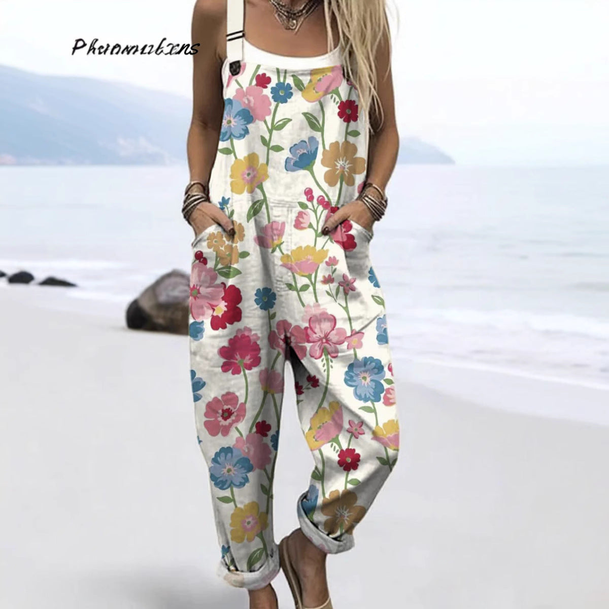 Printed Pocket Women's Suspender Trousers