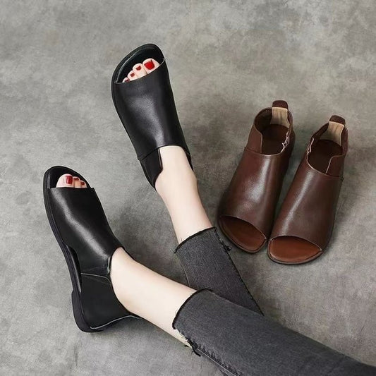 Nye Håndlavede Flade Bløde Læder Soft Bottom Cover Heel Romansko