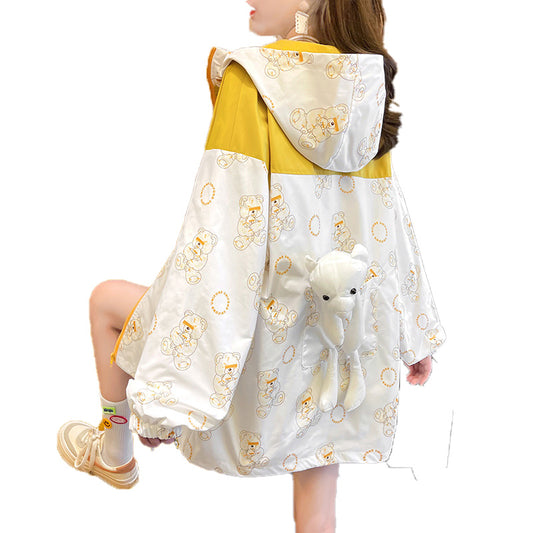 Junior High School Girl's Loose Bear Coat