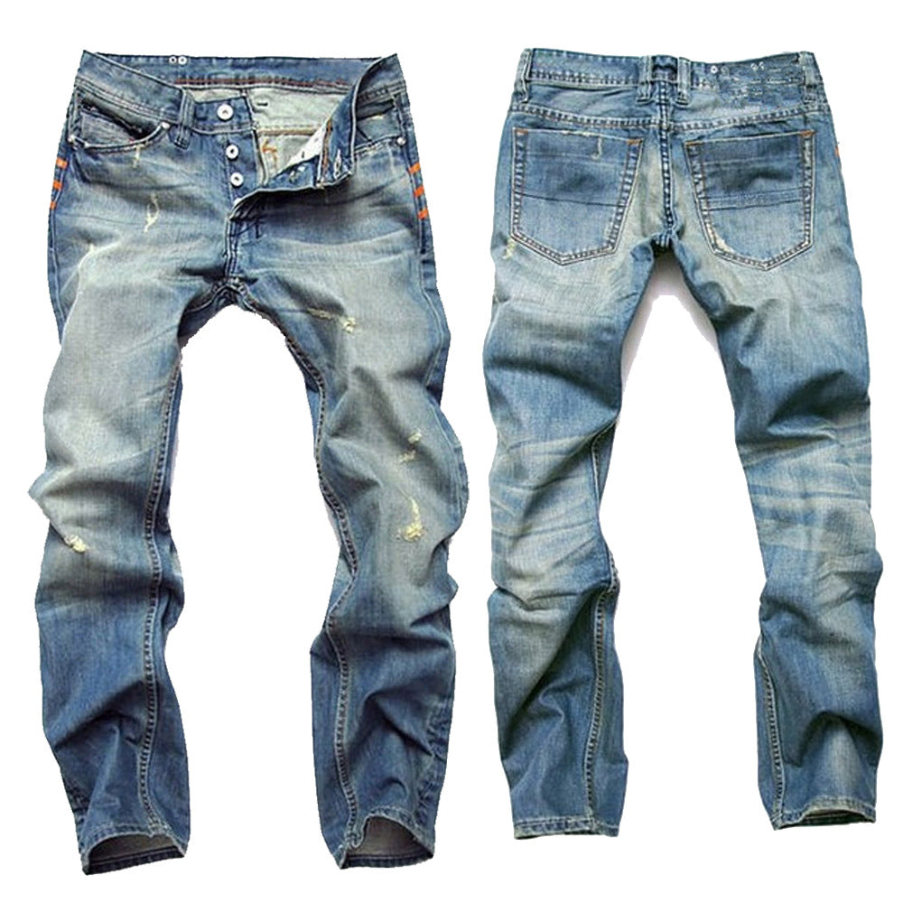 Men's Wear Ripped Nostalgic Jeans Shallow