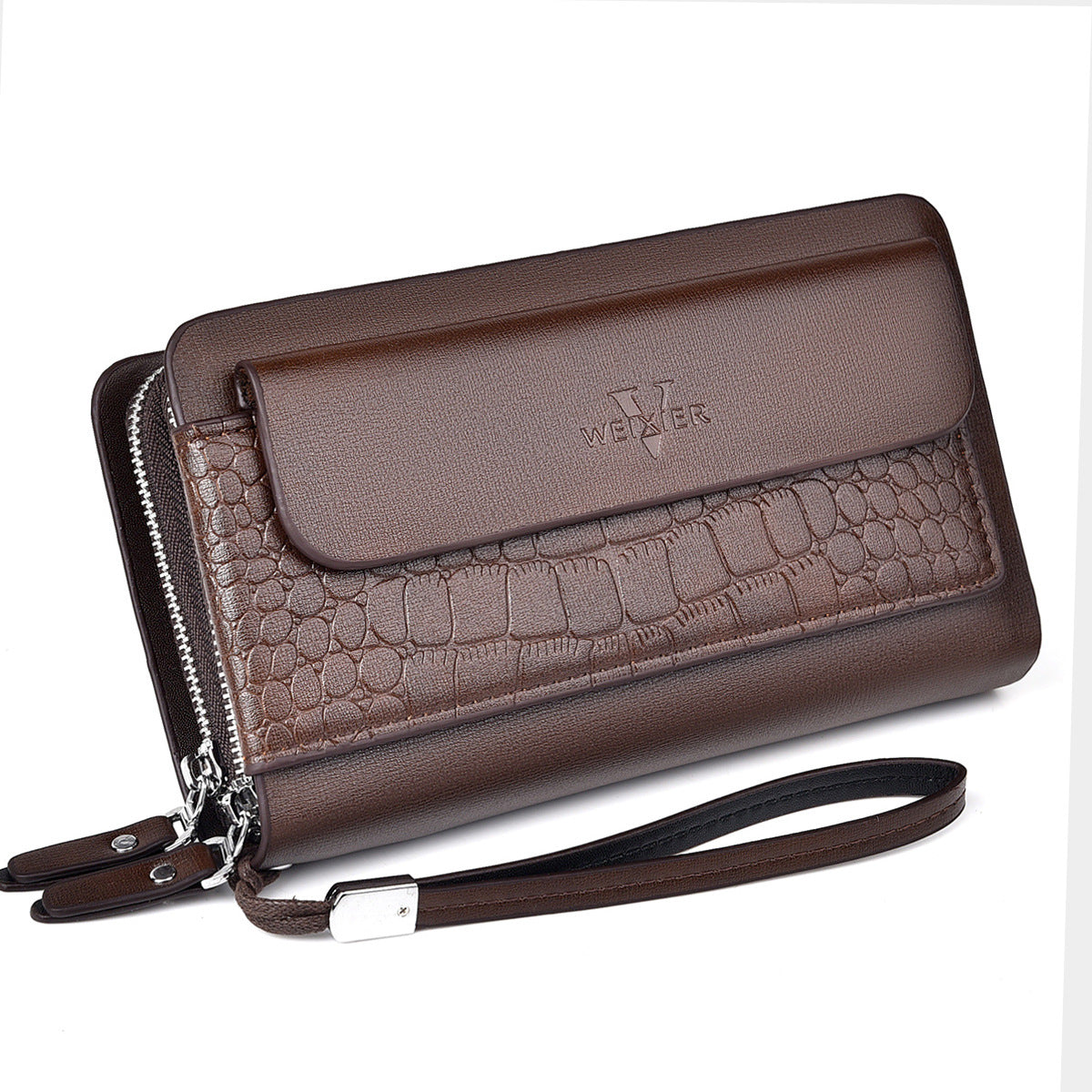Retro Multiple Card Slots Double Zip Wallet Men