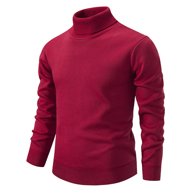 Men's Fleece-lined Thick High-neck Slim-fit Knitted Sweater
