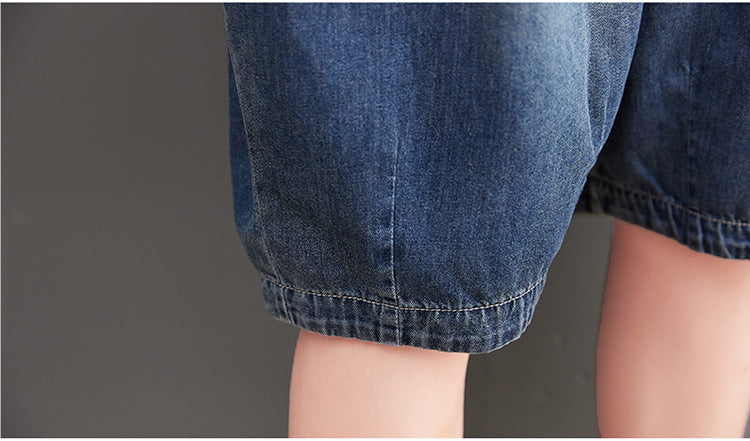 Overalls Harem Pants Casual Loose Striped Contrast Color