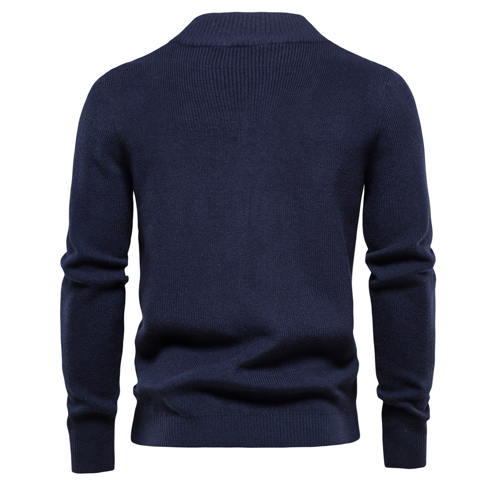 Men's Zipper Solid Color Sweater