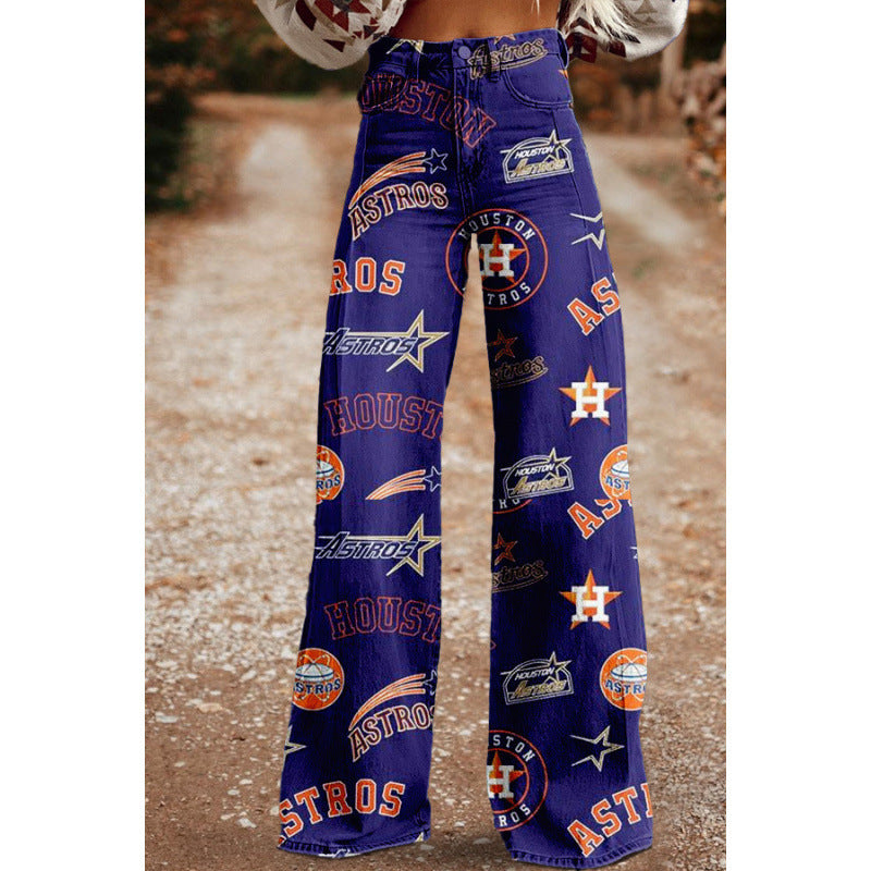 Digital Print Casual Versatile Plus-size Faux Denim Jeans 3D