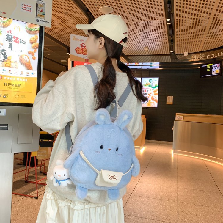 Female Large Capacity Cute Plush Rabbit Backpack