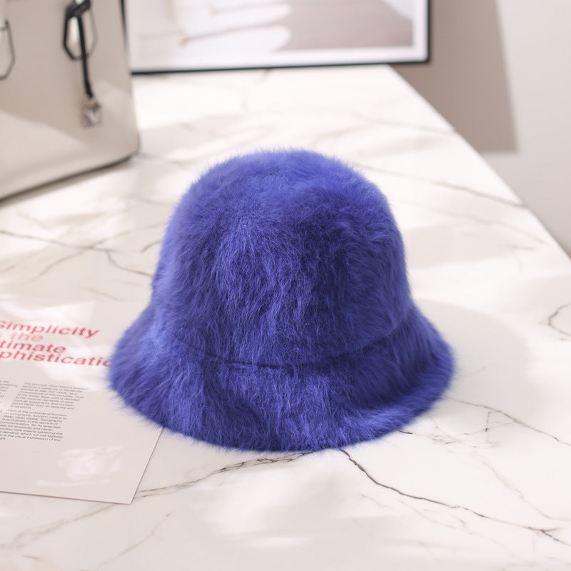 Rabbit Fur Sweet Plush Warm Bucket Hat