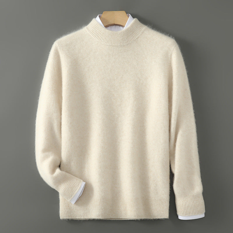 Half Wool Batwing Knit Sweater Solid Color Casual Base Shirt