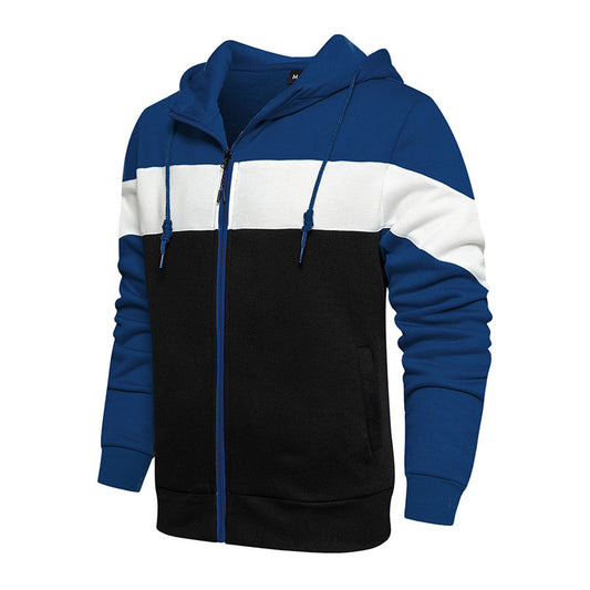 Color Block Cardigan Sweater Youth Loose Men's Color Contrast Fashion Jacket