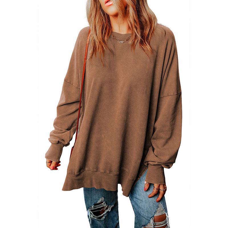 New Solid Color Loose Pullover Top Women