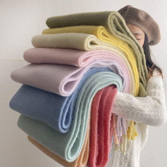 Tykt Plus-size Macaronfarvet Varmt Sjal, der matcher alt