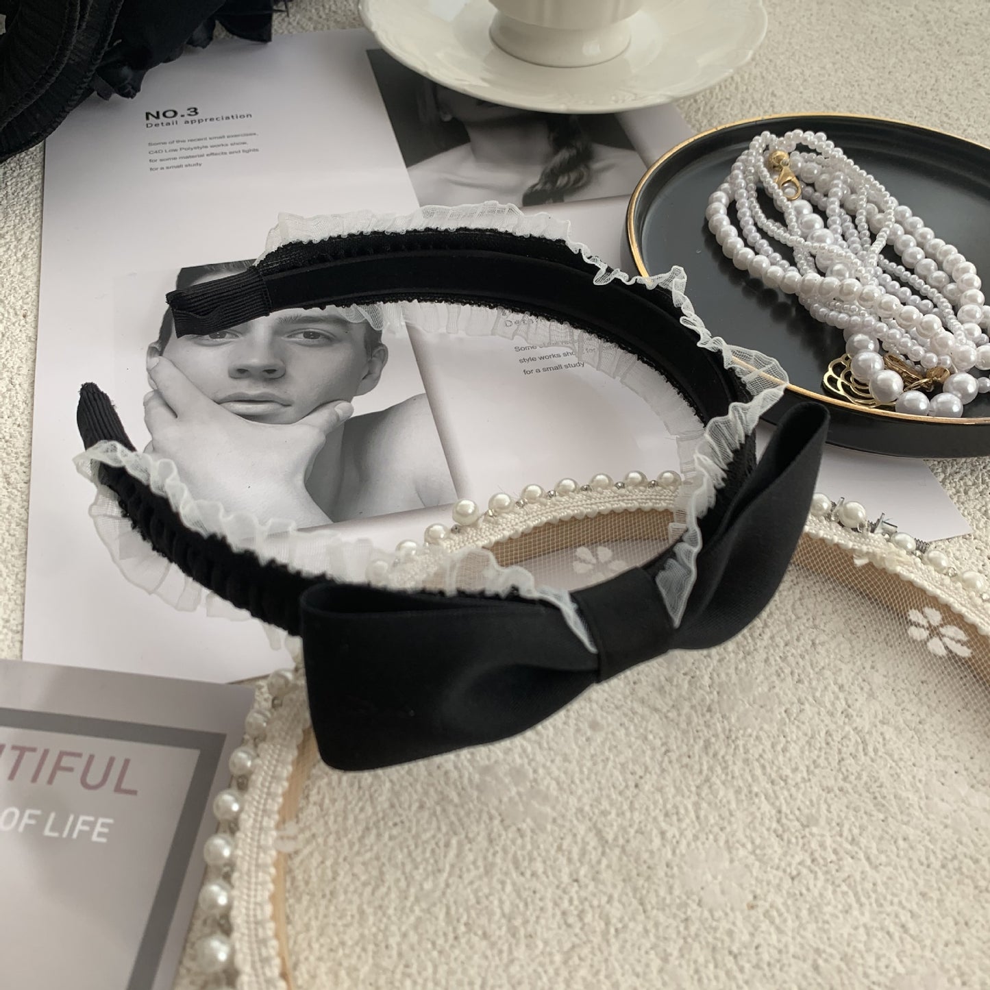 Exaggerated Wooden Ear Headdress Black Hair Hoop
