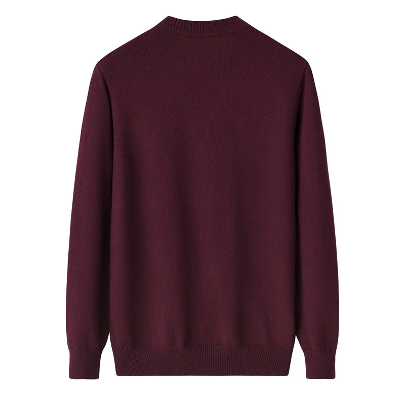 Men's Zipped Round Neck Woolen Sweater