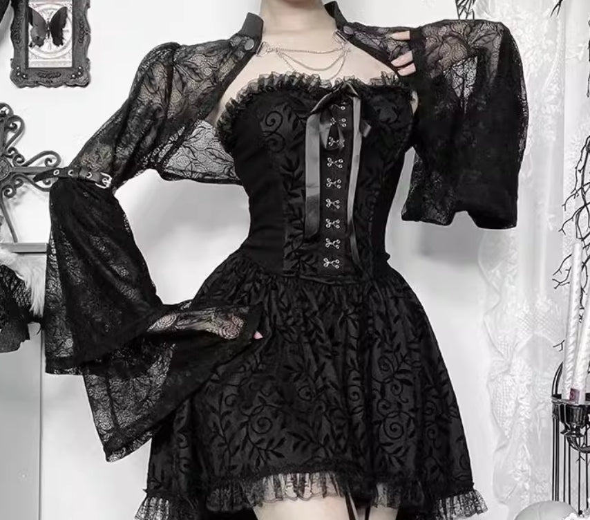 Slim-fit Rose Stand Collar Sleeve Smock Top