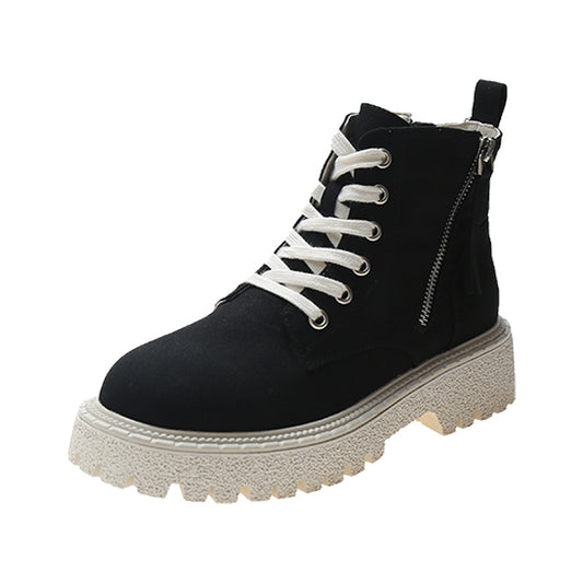 Thick-soled High Top Canvas Breathable Net Red Skinny Short Boots