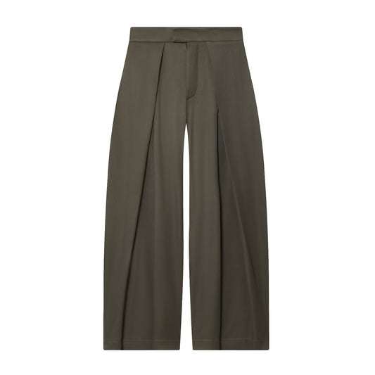 Womens Simple Loose Fitting Pleated Trousers