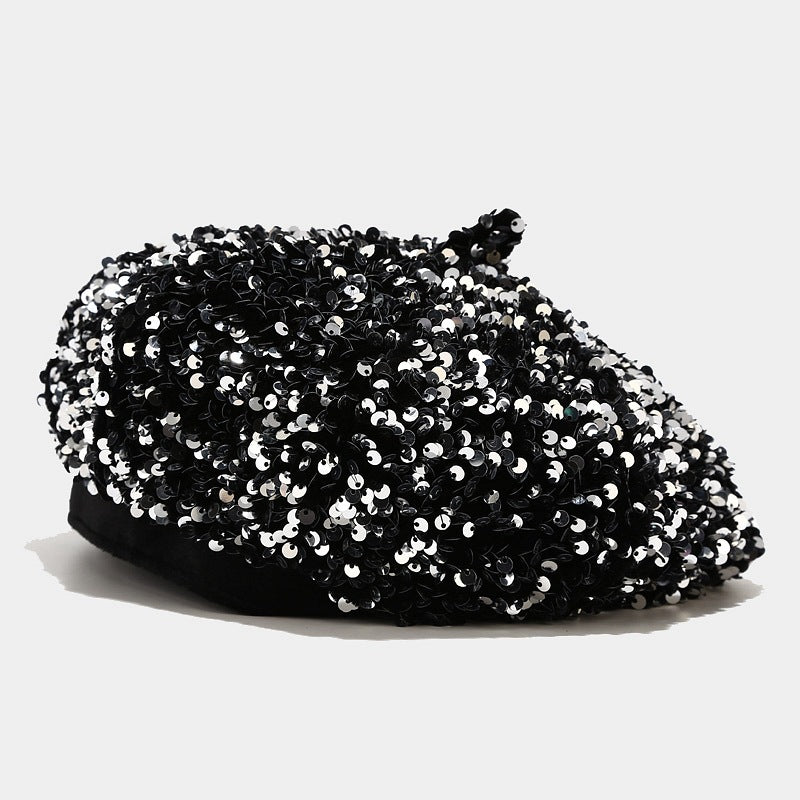 New FallWinter Sequined Trendy Versatile Personalized Pumpkin Hat For Women
