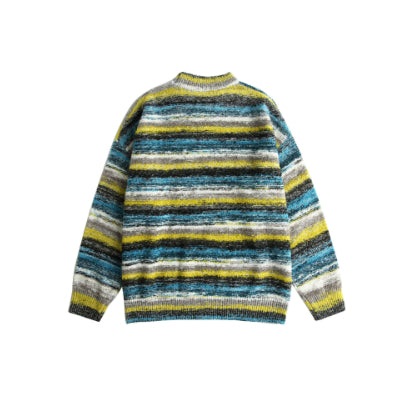 Street Neutral Contrast Color Stripes Couple Sweater Men And Women