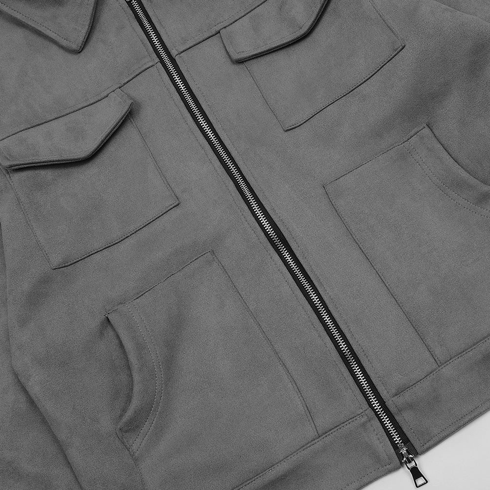 Solid Color Long Sleeve Lapel Pilot Jacket Versatile Trendy