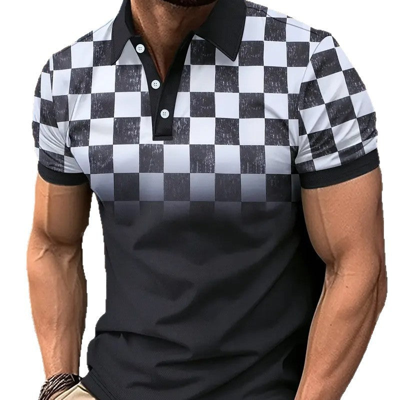 Trendy Short-sleeve Polo Shirt With A Turn-down Collar And Buttons