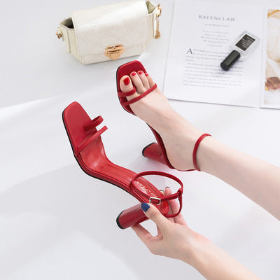 Sandals Women's Summer Hot Style Small Square Toe Toe Thin Strap High Heels
