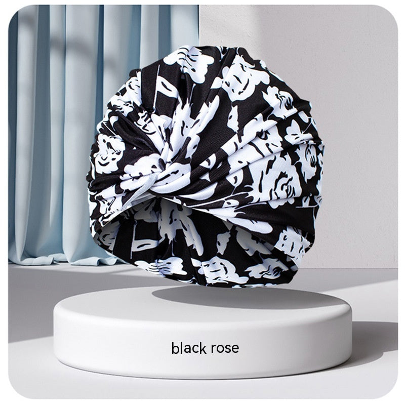 Plus Size Not-too-tight Fashion Polka Dot Printed Cloth Swimming Cap