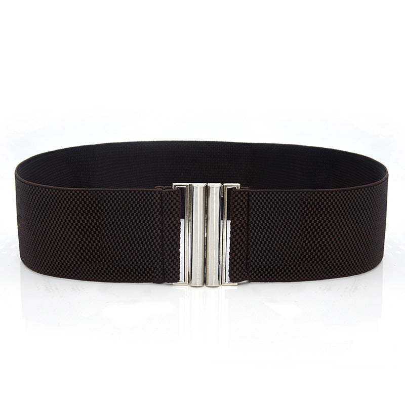 Elastic Elastic Silver Buckle Wide Belt Decorated Skirt Accessories