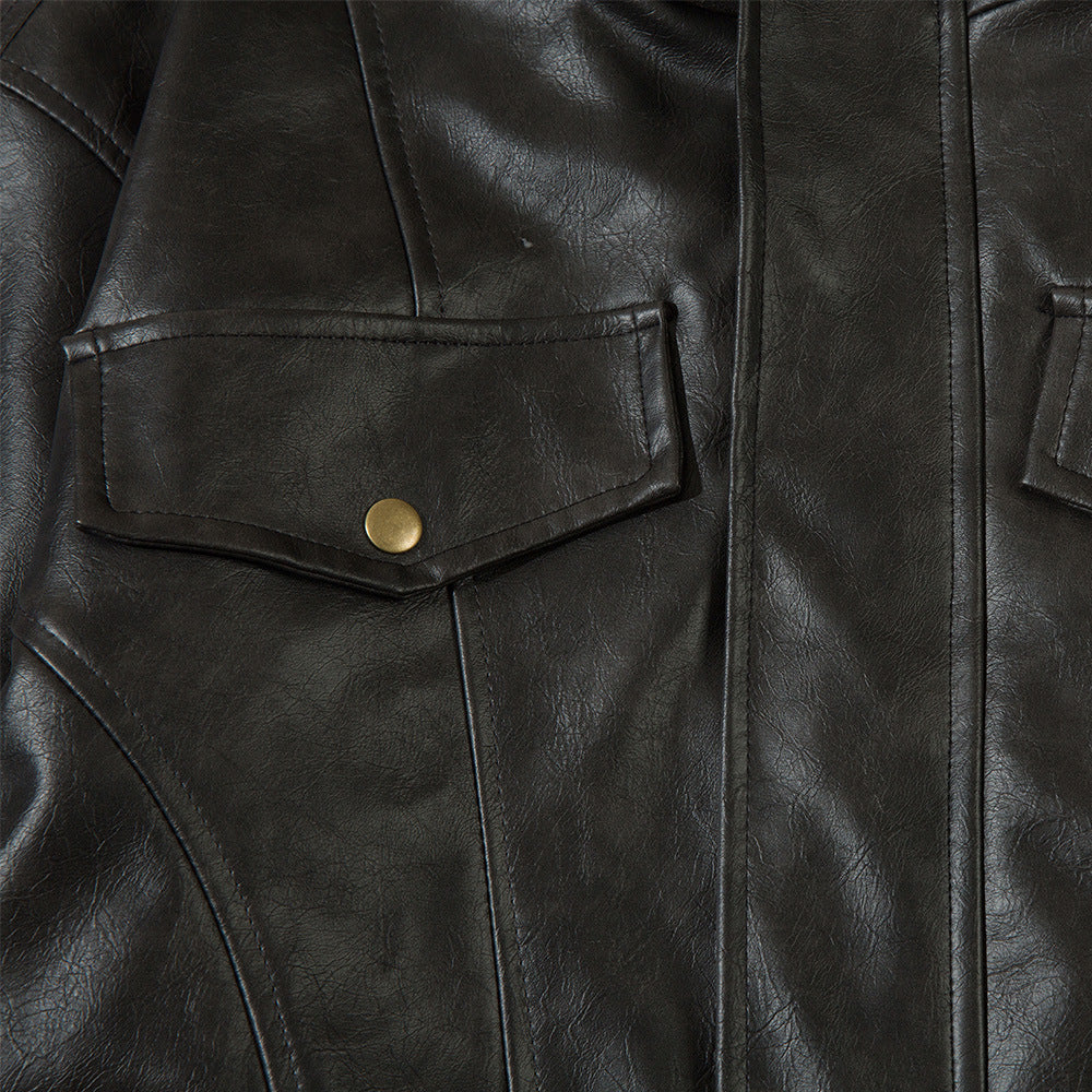 Fall Retro Hip Hop PU Leather Jacket For Men