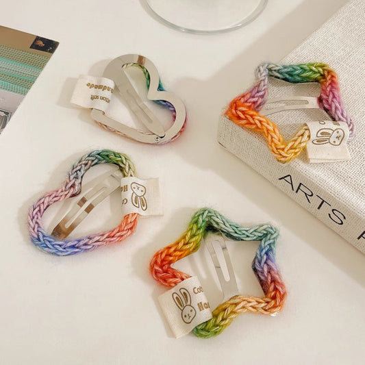 Colored Wool Pentagram Barrettes Women
