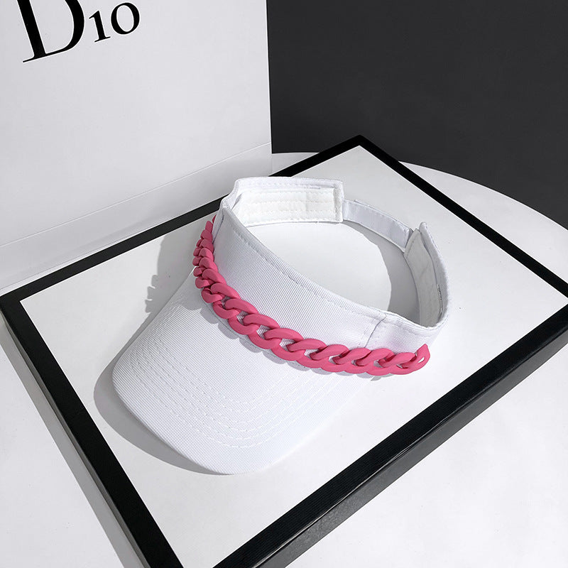 CAPHat Female Net Red Color Chain Empty Top Hat Summer Sunshade