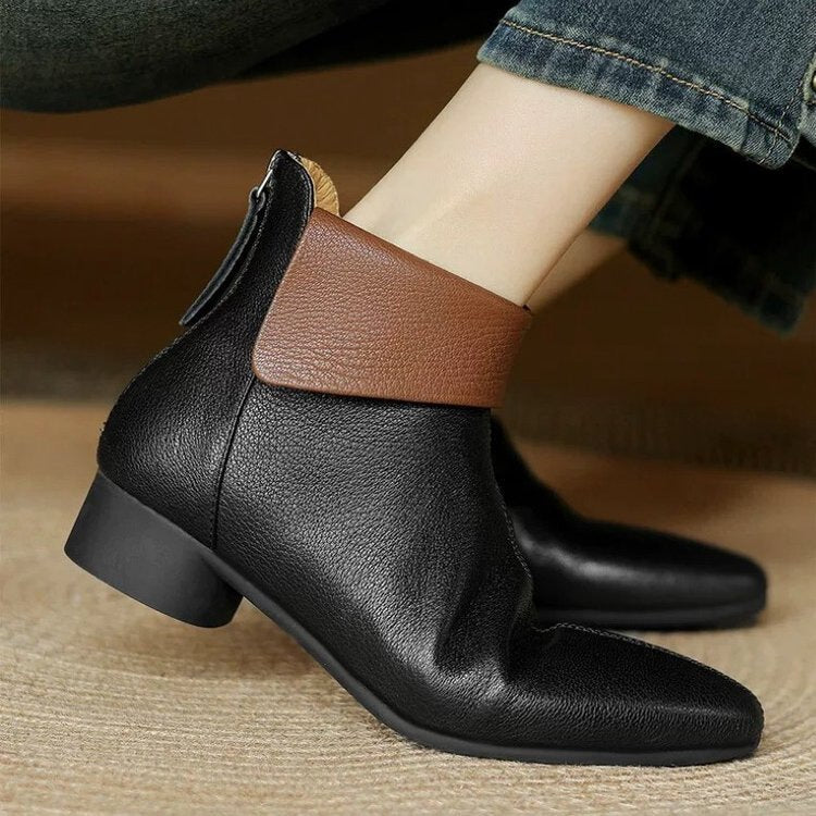 Women's Versatile Single-layer Cotton-lined French-style Martin Boots