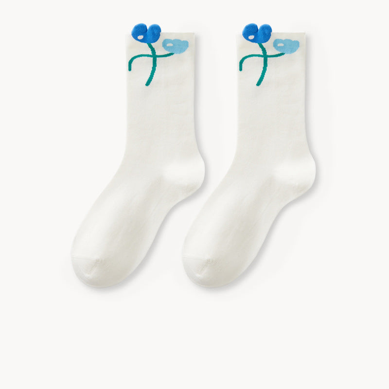 Japanese Lovely Flower Breathable Tube Socks