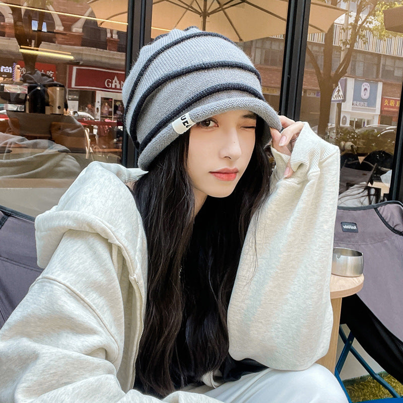 Water Ripple Knitted Woolen Yarn Bag Cap