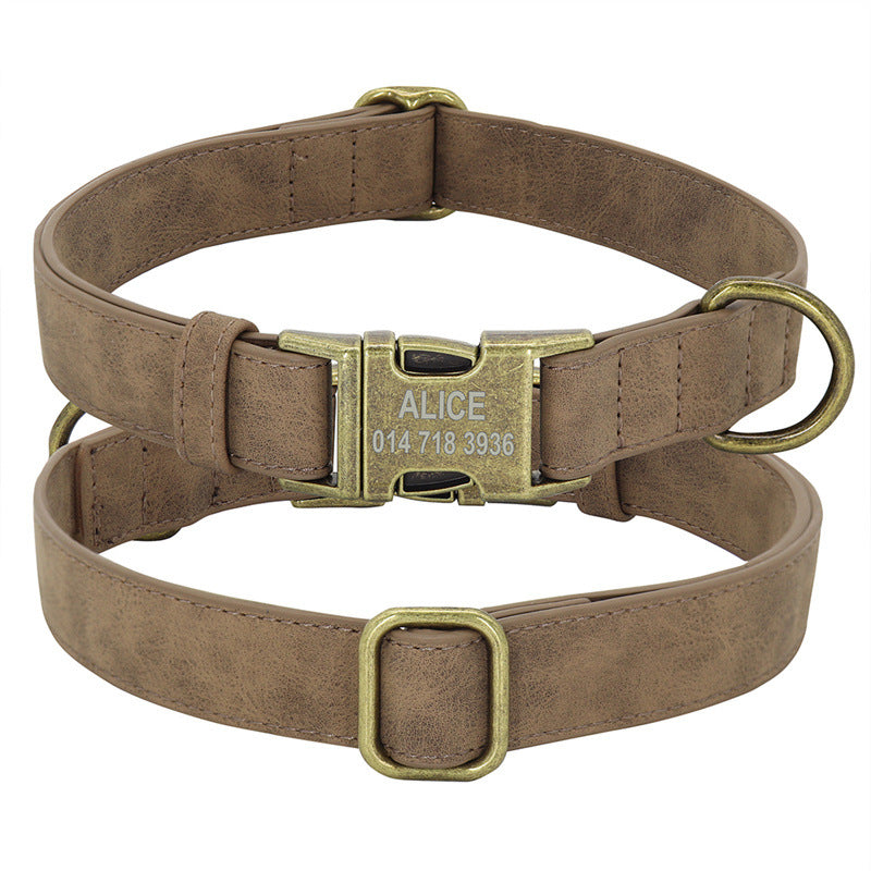 Collar Poly Urethane Leather Small And Medium-sized Dog