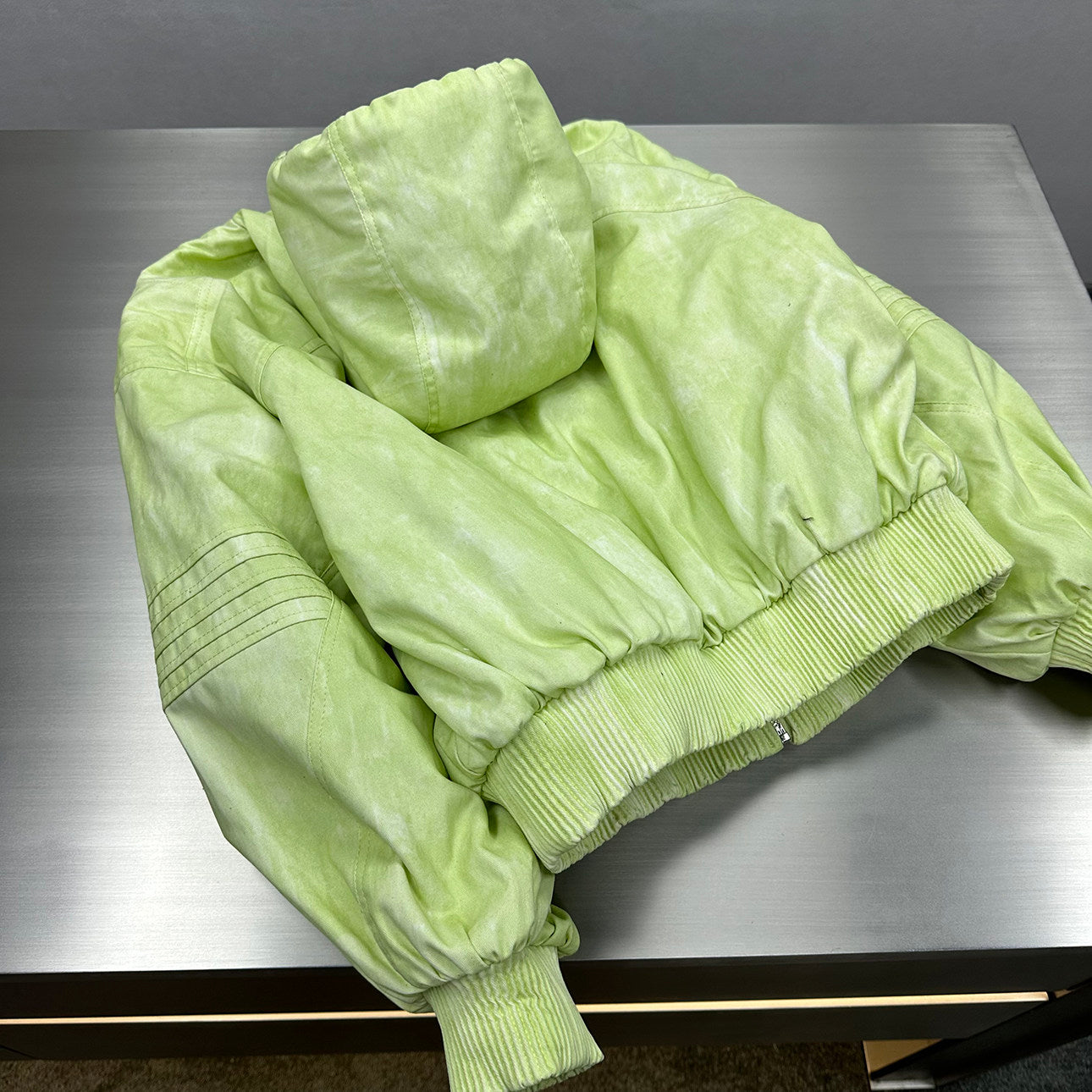 Ink-wash Shibori Hooded Jacket With Astronaut Design And Quilted Lining