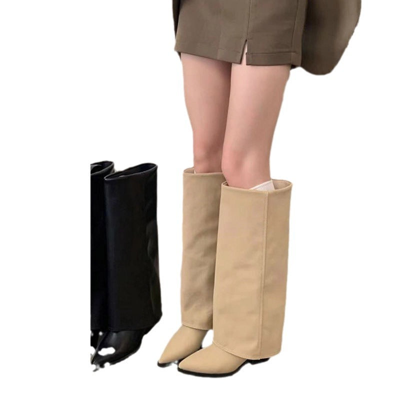 Women's Wide Chunky Heel High Heel Boots
