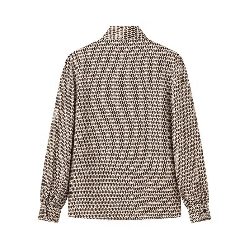 Fashion Geometry Pattern Pattern Lace Printing Long Sleeve Shirt