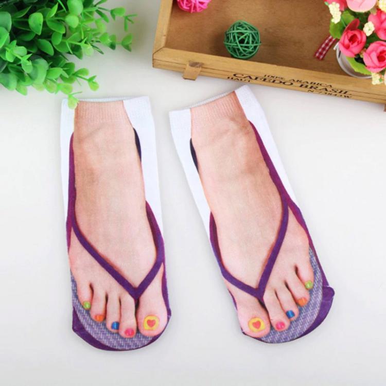 Women's Fashion Personality Flip-flops Nail Printing Socks