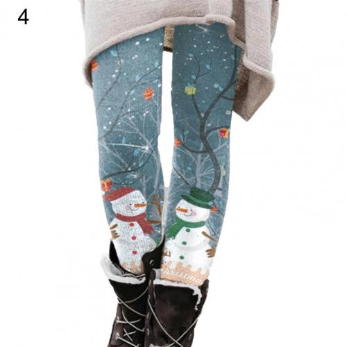 Women's Elastic Trousers Printed Thin Christmas Pants