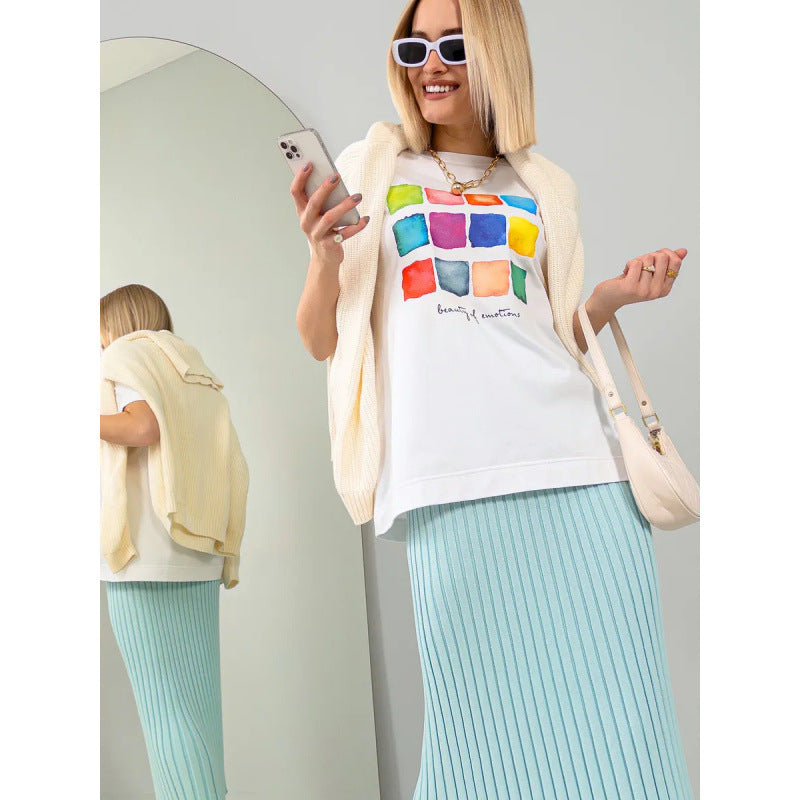 New Summer Womens Top In American Style Trendy Personalized With A Dopamine Boosting Print